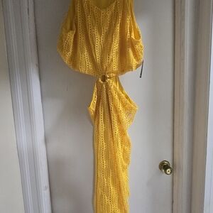 Eloquii Asymmetrical Yellow Lace Dress